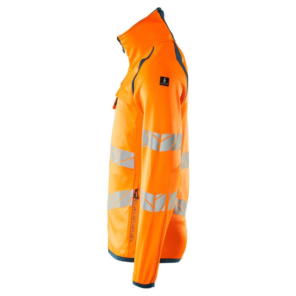Mascot Hi-Vis Fleece Jumper with zip 19103-315 Right #colour_hi-vis-orange-dark-petroleum