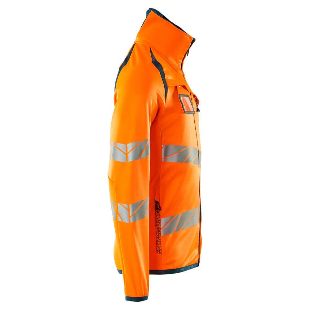 Mascot Hi-Vis Fleece Jumper with zip 19103-315 Left #colour_hi-vis-orange-dark-petroleum