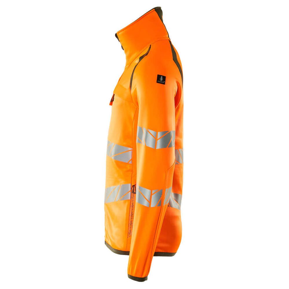 Mascot Hi-Vis Fleece Jumper with zip 19103-315 Right #colour_hi-vis-orange-moss-green