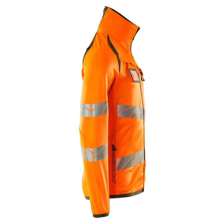 Mascot Hi-Vis Fleece Jumper with zip 19103-315 Left #colour_hi-vis-orange-moss-green