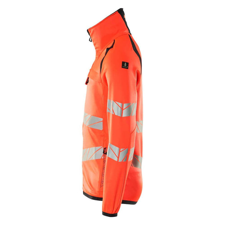 Mascot Hi-Vis Fleece Jumper with zip 19103-315 Right #colour_hi-vis-red-dark-navy-blue