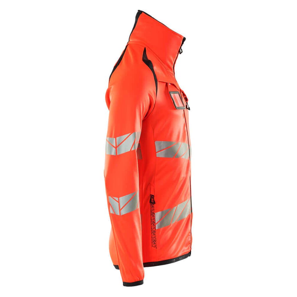 Mascot Hi-Vis Fleece Jumper with zip 19103-315 Left #colour_hi-vis-red-dark-navy-blue