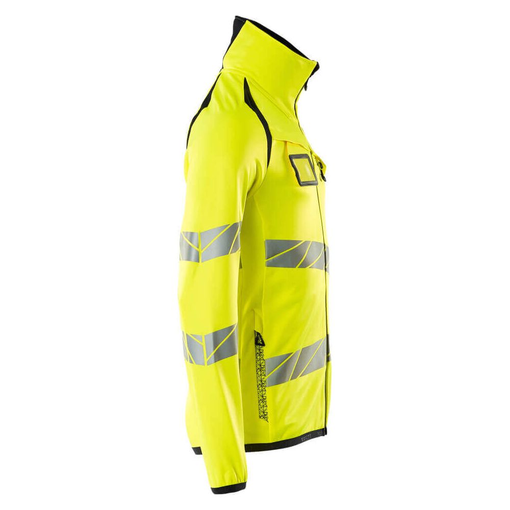 Mascot Hi-Vis Fleece Jumper with zip 19103-315 Left #colour_hi-vis-yellow-dark-navy-blue