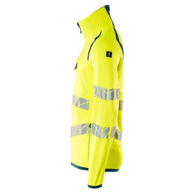 Mascot Hi-Vis Fleece Jumper with zip 19103-315 Right #colour_hi-vis-yellow-dark-petroleum
