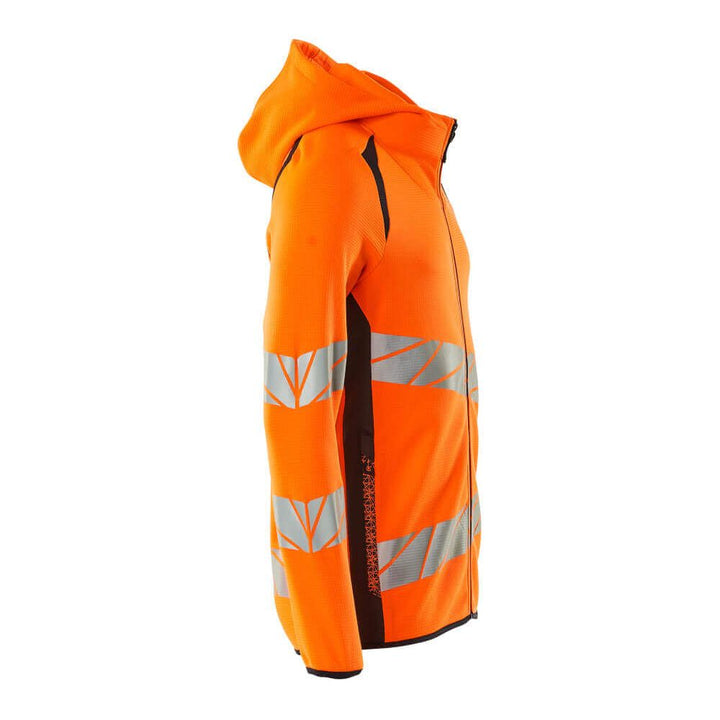 Mascot Hi-Vis Hoodie with zipper 19284-781 Left #colour_hi-vis-orange-dark-navy-blue