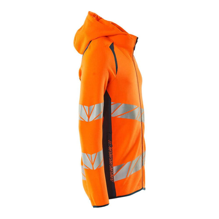 Mascot Hi-Vis Hoodie with zipper 19284-781 Left #colour_hi-vis-orange-dark-petroleum