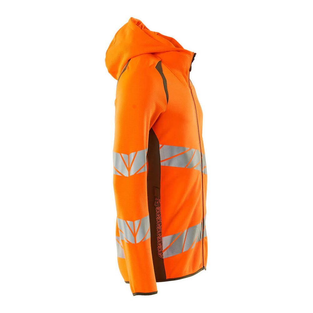 Mascot Hi-Vis Hoodie with zipper 19284-781 Left #colour_hi-vis-orange-moss-green