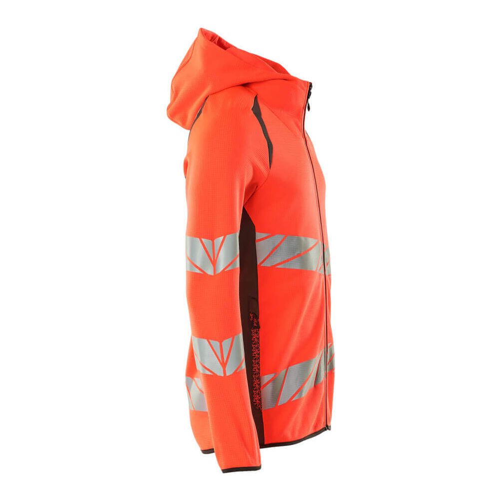 Mascot Hi-Vis Hoodie with zipper 19284-781 Left #colour_hi-vis-red-dark-anthracite-grey