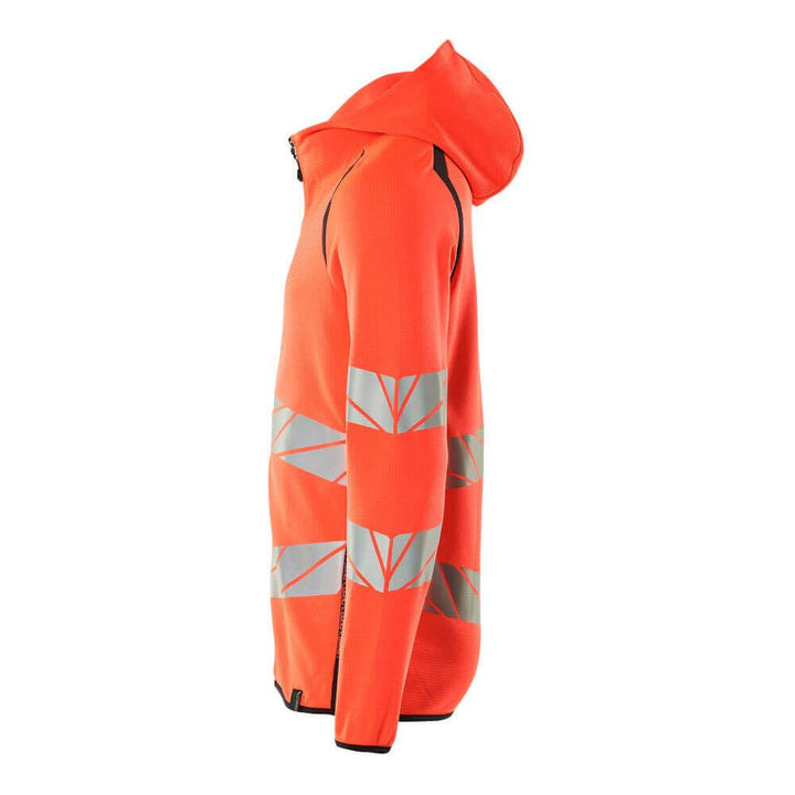 Mascot Hi-Vis Hoodie with zipper 19284-781 Right #colour_hi-vis-red-dark-navy-blue