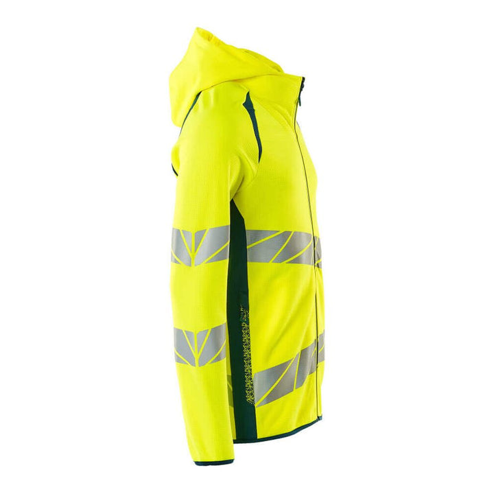 Mascot Hi-Vis Hoodie with zipper 19284-781 Left #colour_hi-vis-yellow-dark-petroleum