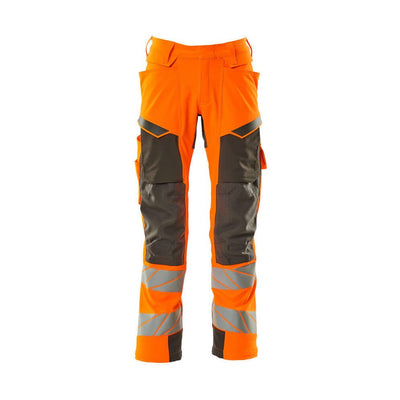 Mascot Hi-Vis Kneepad Trousers with Stretch Front #colour_hi-vis-orange-dark-anthracite-grey