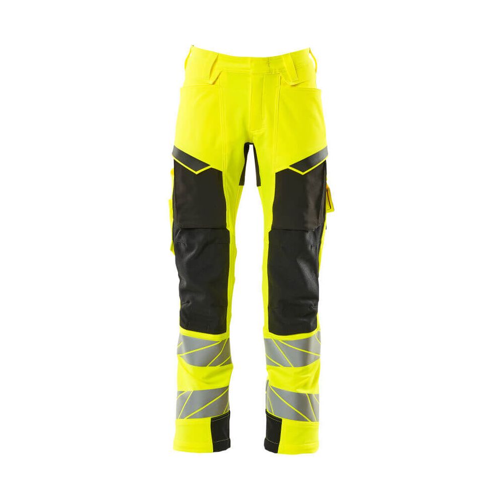 Mascot Hi-Vis Kneepad Trousers with Stretch Front #colour_hi-vis-yellow-black