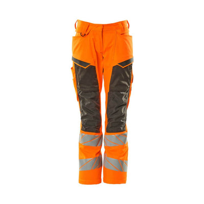 Mascot Hi-Vis Kneepad Trousers with Stretch Front #colour_hi-vis-orange-dark-anthracite-grey