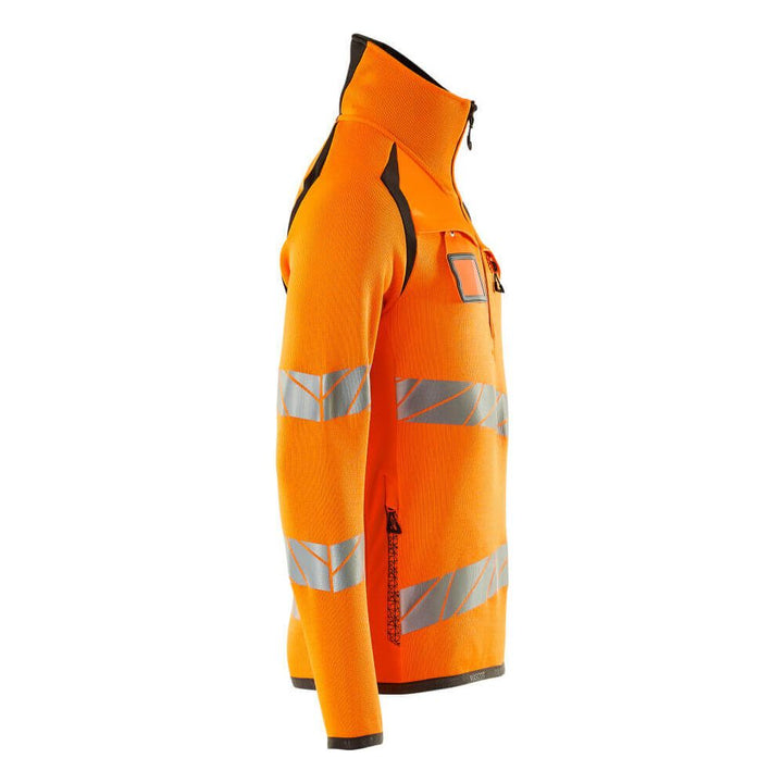 Mascot Hi-Vis Knitted Jumper with half zip 19005-351 Left #colour_hi-vis-orange-dark-anthracite-grey