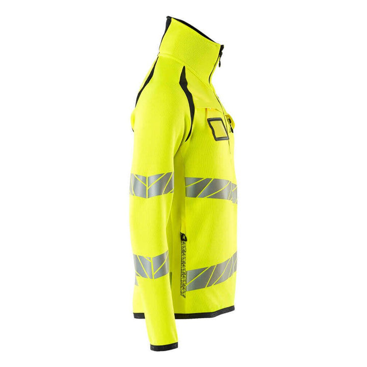 Mascot Hi-Vis Knitted Jumper with half zip 19005-351 Left #colour_hi-vis-yellow-dark-navy-blue