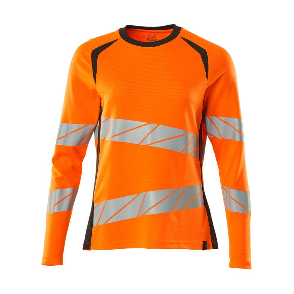 Mascot Hi-Vis Long-sleeve T-shirt 19091-771 Front #colour_hi-vis-orange-dark-anthracite-grey