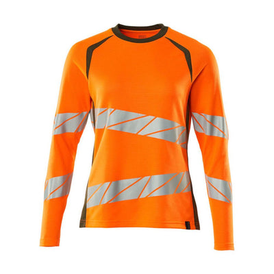 Mascot Hi-Vis Long-sleeve T-shirt 19091-771 Front #colour_hi-vis-orange-moss-green