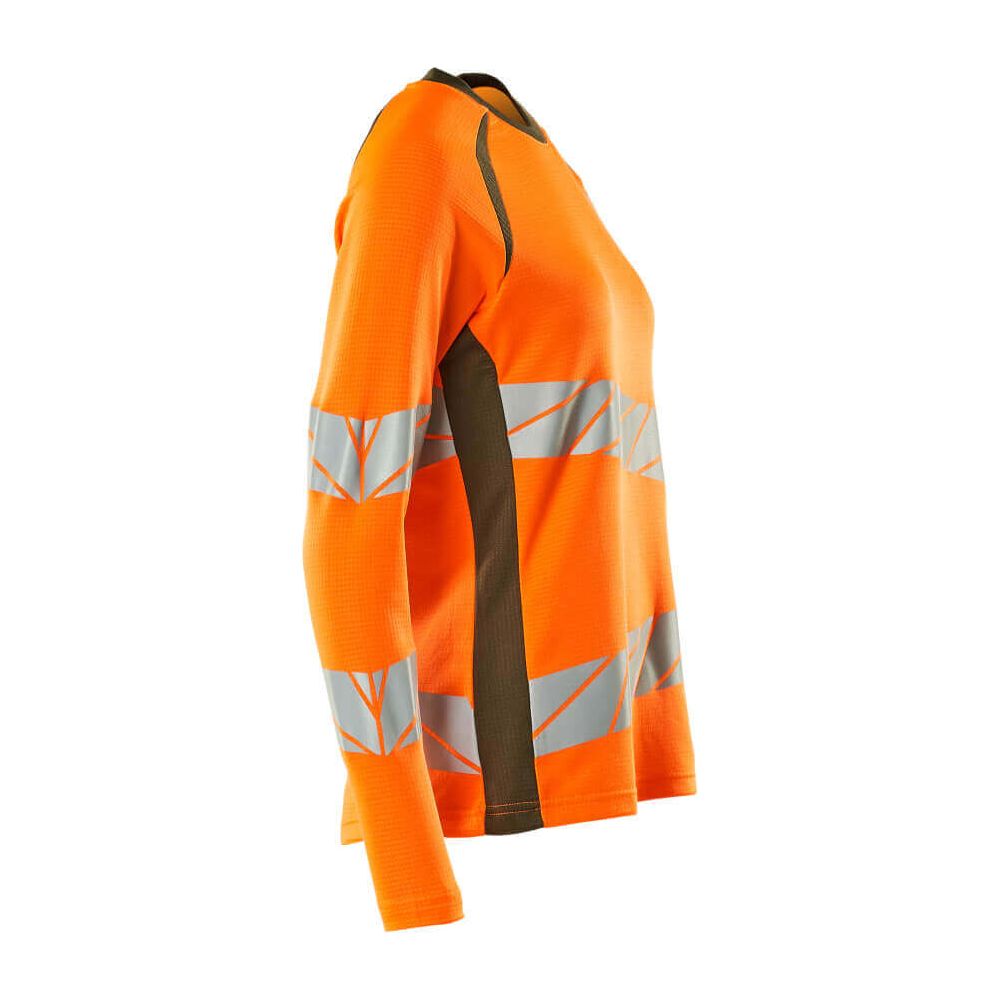 Mascot Hi-Vis Long-sleeve T-shirt 19091-771 Left #colour_hi-vis-orange-moss-green