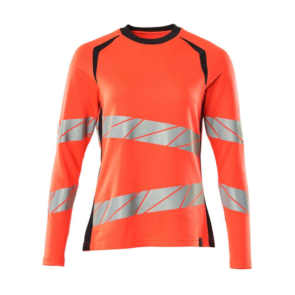 Mascot Hi-Vis Long-sleeve T-shirt 19091-771 Front #colour_hi-vis-red-dark-navy-blue