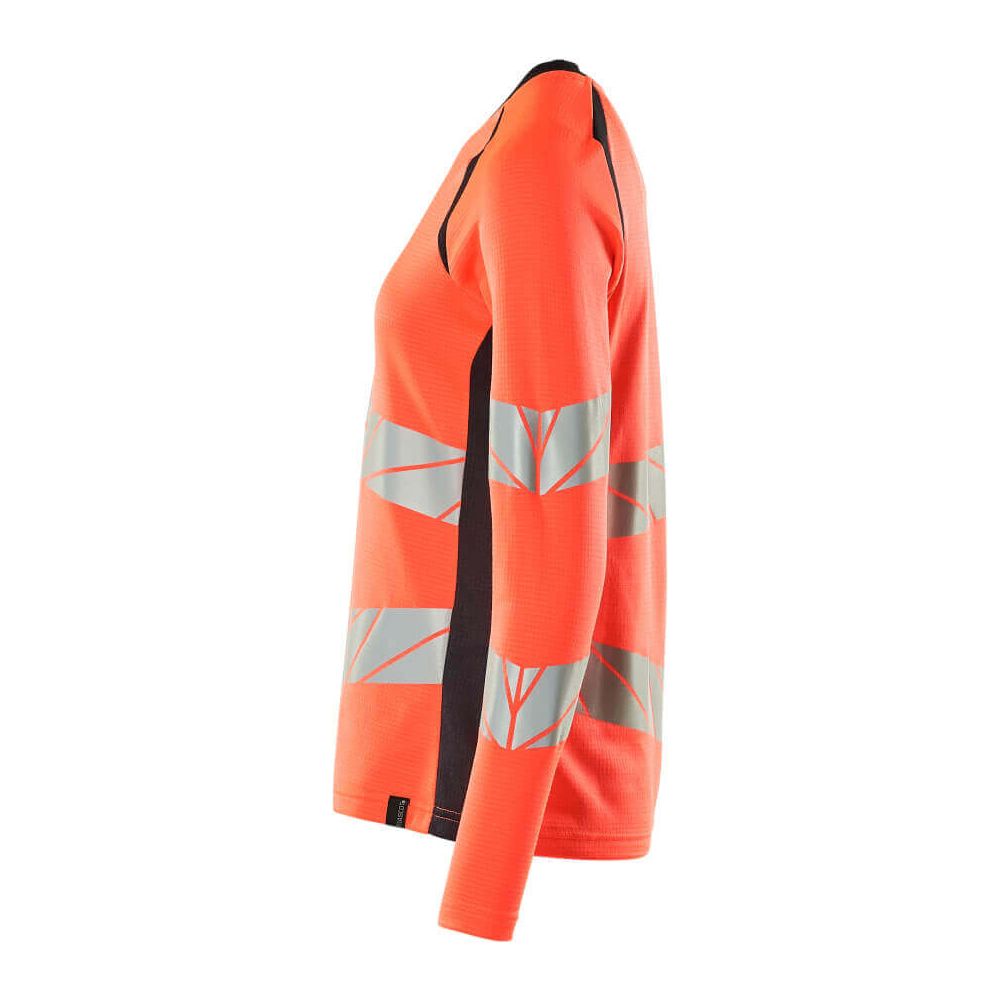 Mascot Hi-Vis Long-sleeve T-shirt 19091-771 Right #colour_hi-vis-red-dark-navy-blue