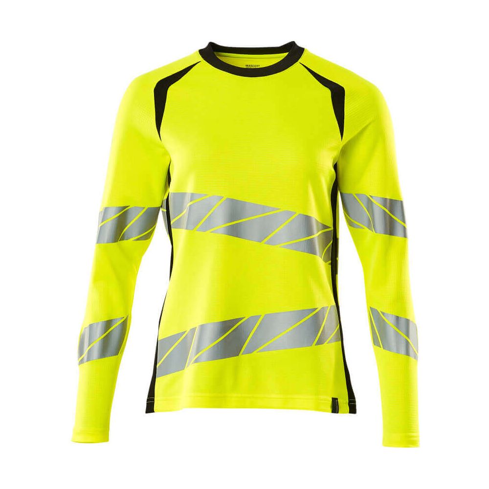 Mascot Hi-Vis Long-sleeve T-shirt 19091-771 Front #colour_hi-vis-yellow-black