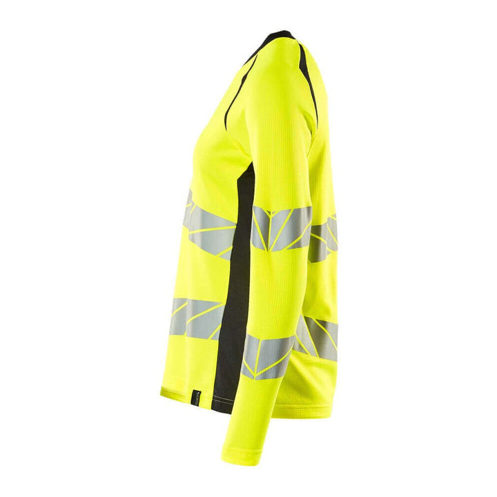 Mascot Hi-Vis Long-sleeve T-shirt 19091-771 Right #colour_hi-vis-yellow-dark-navy-blue