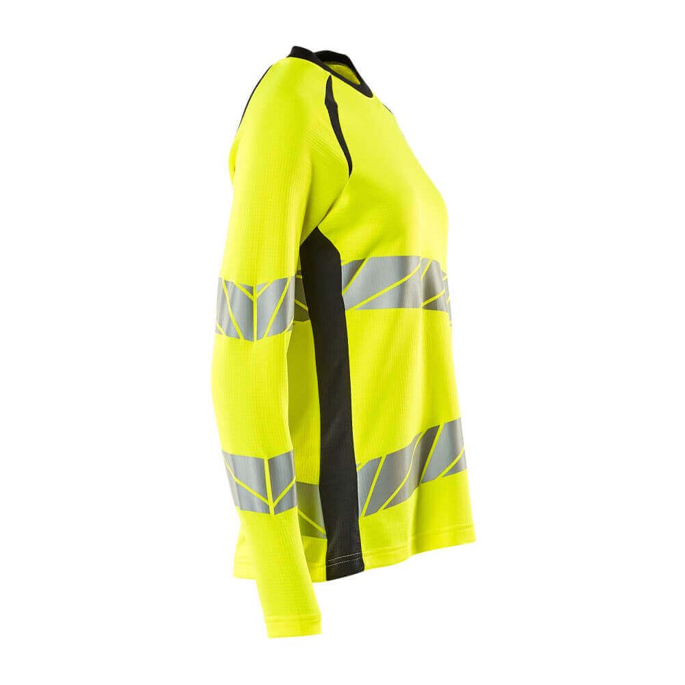 Mascot Hi-Vis Long-sleeve T-shirt 19091-771 Left #colour_hi-vis-yellow-dark-navy-blue