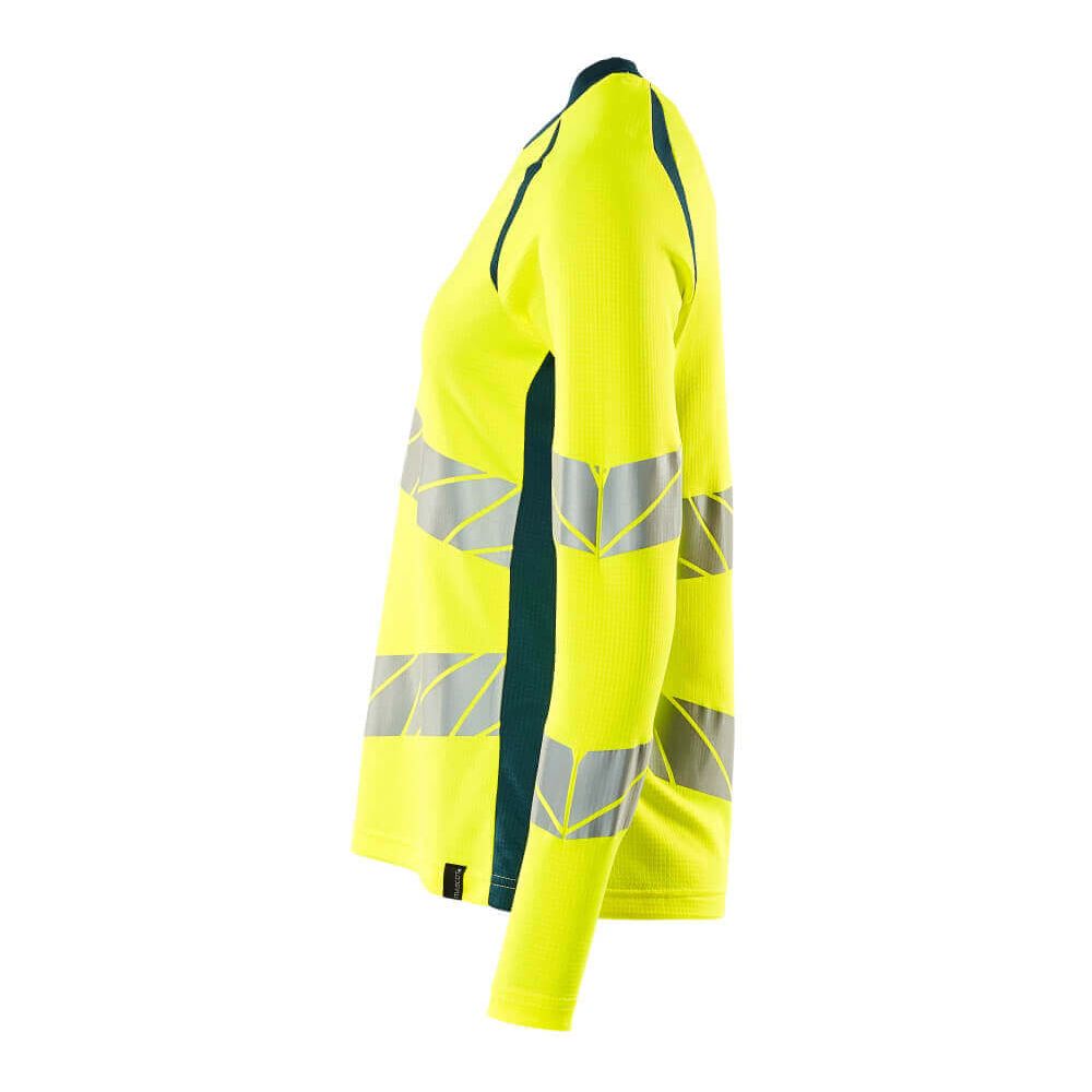 Mascot Hi-Vis Long-sleeve T-shirt 19091-771 Right #colour_hi-vis-yellow-dark-petroleum