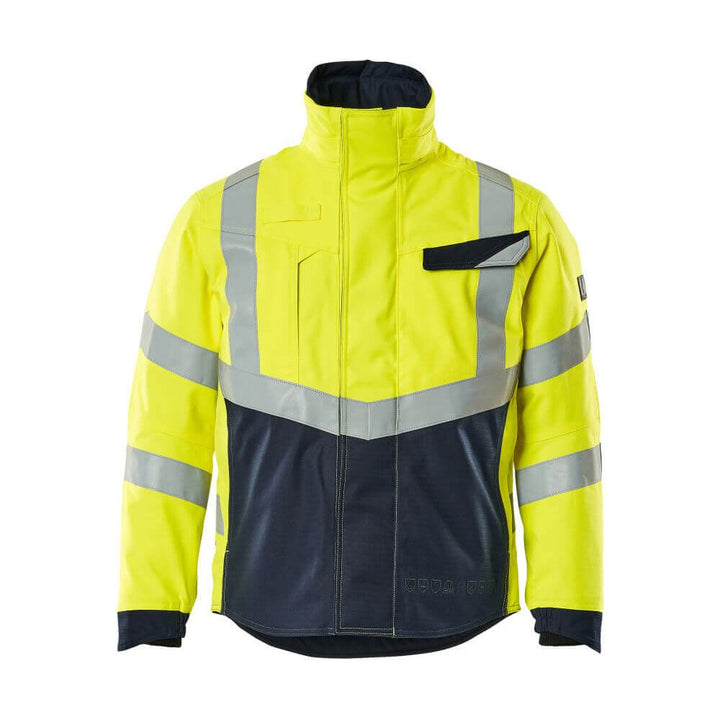 Mascot Hi-Vis Pilot Jacket 19835-217 Front #colour_hi-vis-yellow-dark-navy-blue