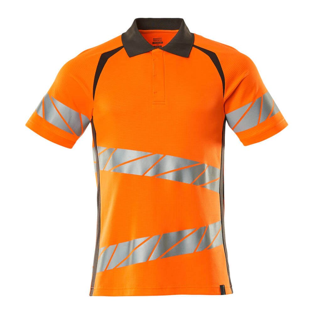Mascot Hi-Vis Polo Shirt 19083-771 Front #colour_hi-vis-orange-dark-anthracite-grey