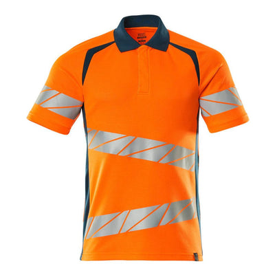 Mascot Hi-Vis Polo Shirt 19083-771 Front #colour_hi-vis-orange-dark-petroleum