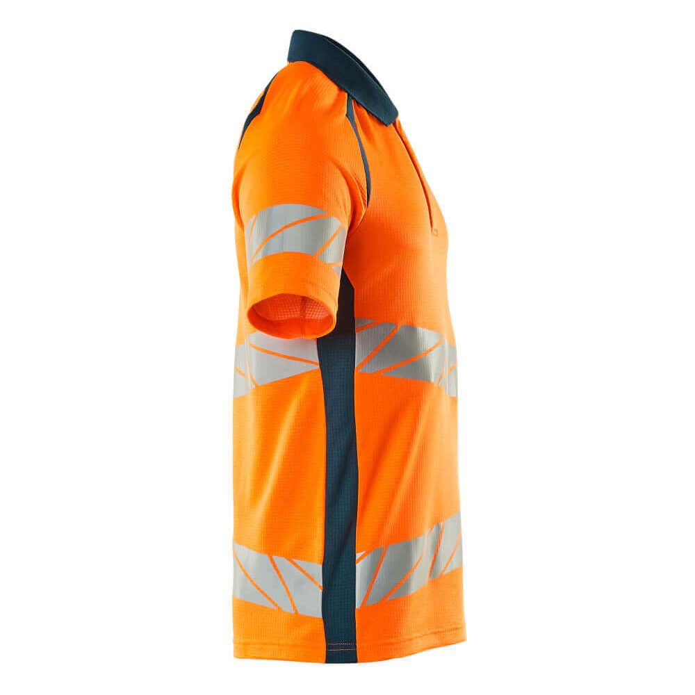 Mascot Hi-Vis Polo Shirt 19083-771 Left #colour_hi-vis-orange-dark-petroleum