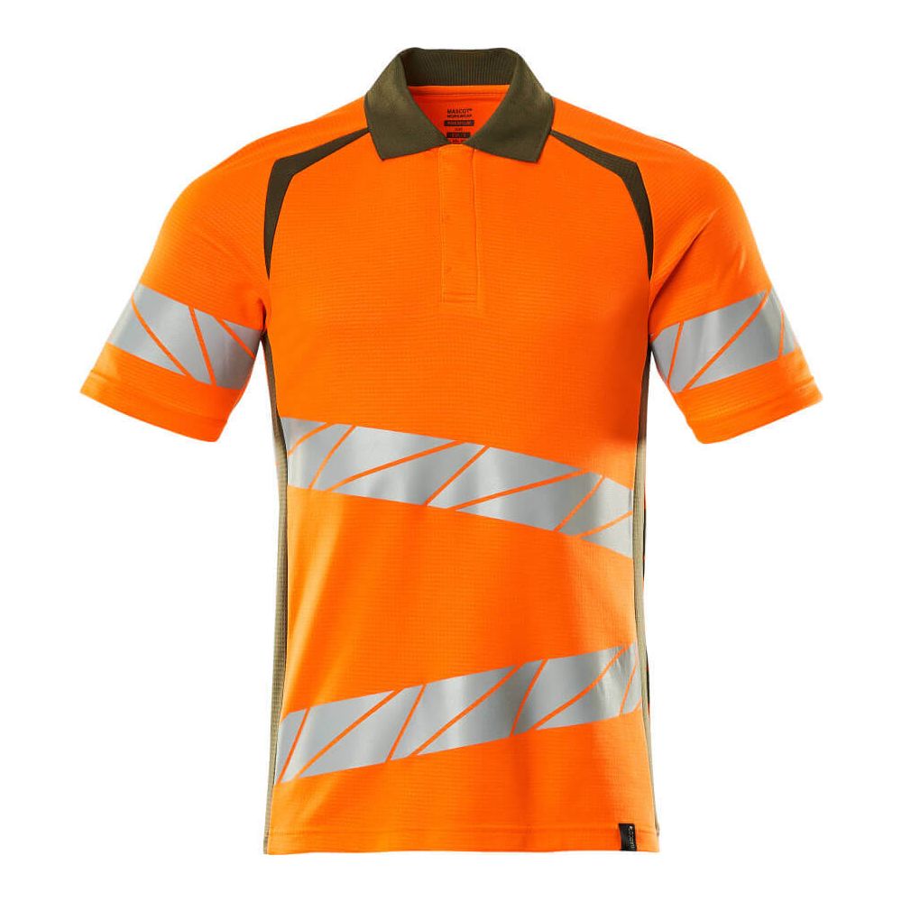 Mascot Hi-Vis Polo Shirt 19083-771 Front #colour_hi-vis-orange-moss-green