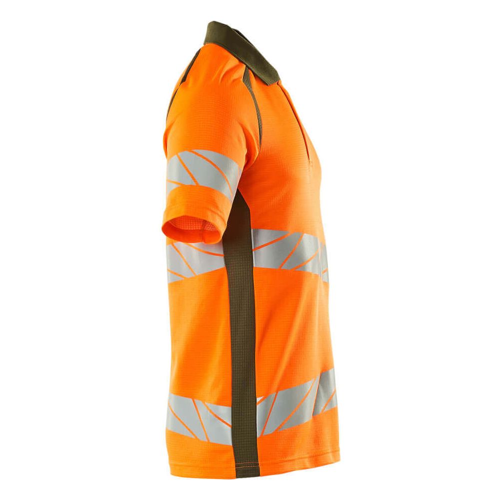 Mascot Hi-Vis Polo Shirt 19083-771 Left #colour_hi-vis-orange-moss-green