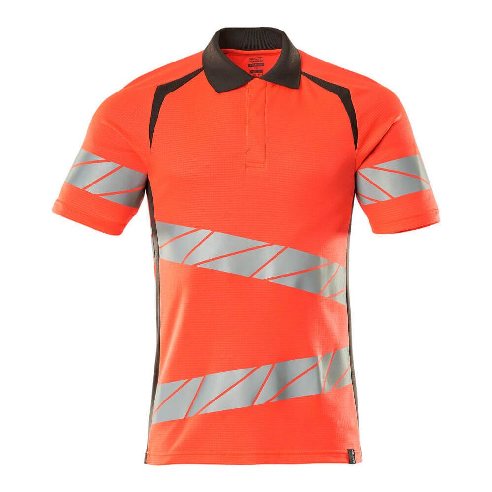 Mascot Hi-Vis Polo Shirt 19083-771 Front #colour_hi-vis-red-dark-anthracite-grey