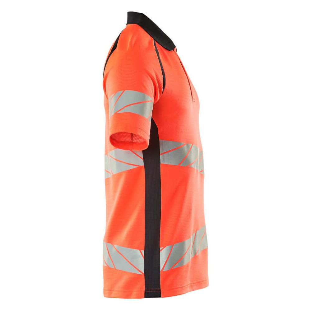 Mascot Hi-Vis Polo Shirt 19083-771 Left #colour_hi-vis-red-dark-navy-blue