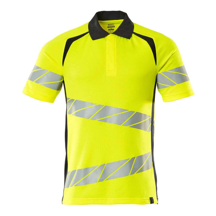 Mascot Hi-Vis Polo Shirt 19083-771 Front #colour_hi-vis-yellow-dark-navy-blue