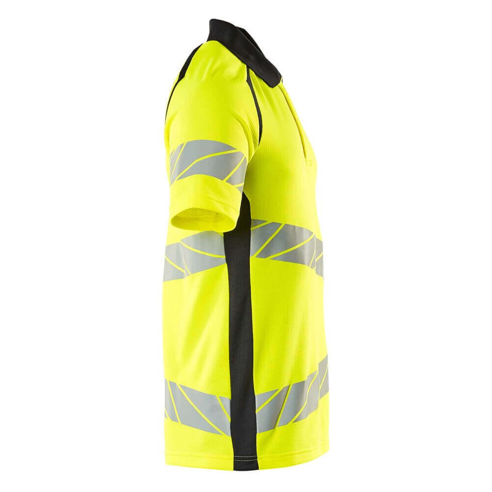 Mascot Hi-Vis Polo Shirt 19083-771 Left #colour_hi-vis-yellow-dark-navy-blue