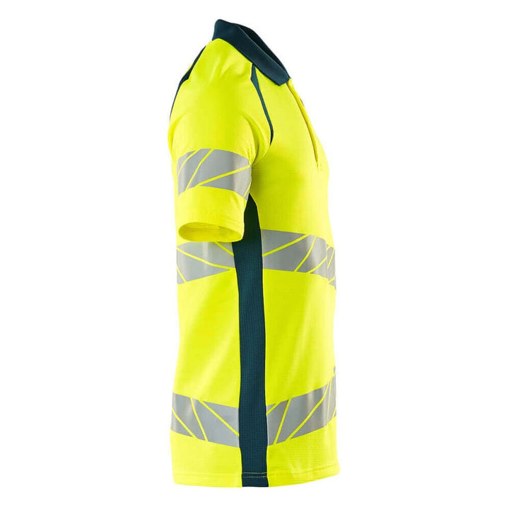 Mascot Hi-Vis Polo Shirt 19083-771 Left #colour_hi-vis-yellow-dark-petroleum