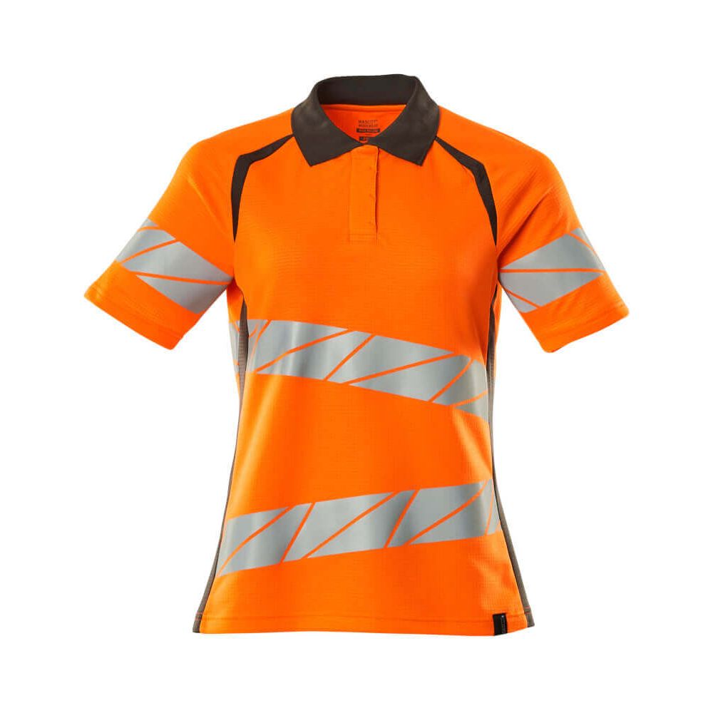 Mascot Hi-Vis Polo shirt 19093-771 Front #colour_hi-vis-orange-dark-anthracite-grey