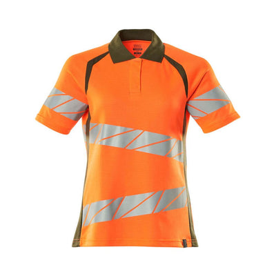 Mascot Hi-Vis Polo shirt 19093-771 Front #colour_hi-vis-orange-moss-green