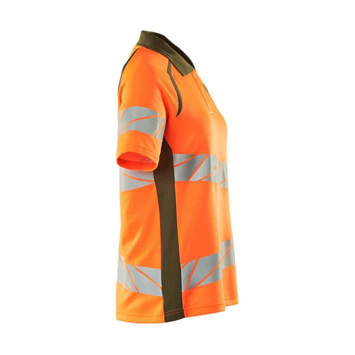 Mascot Hi-Vis Polo shirt 19093-771 Left #colour_hi-vis-orange-moss-green