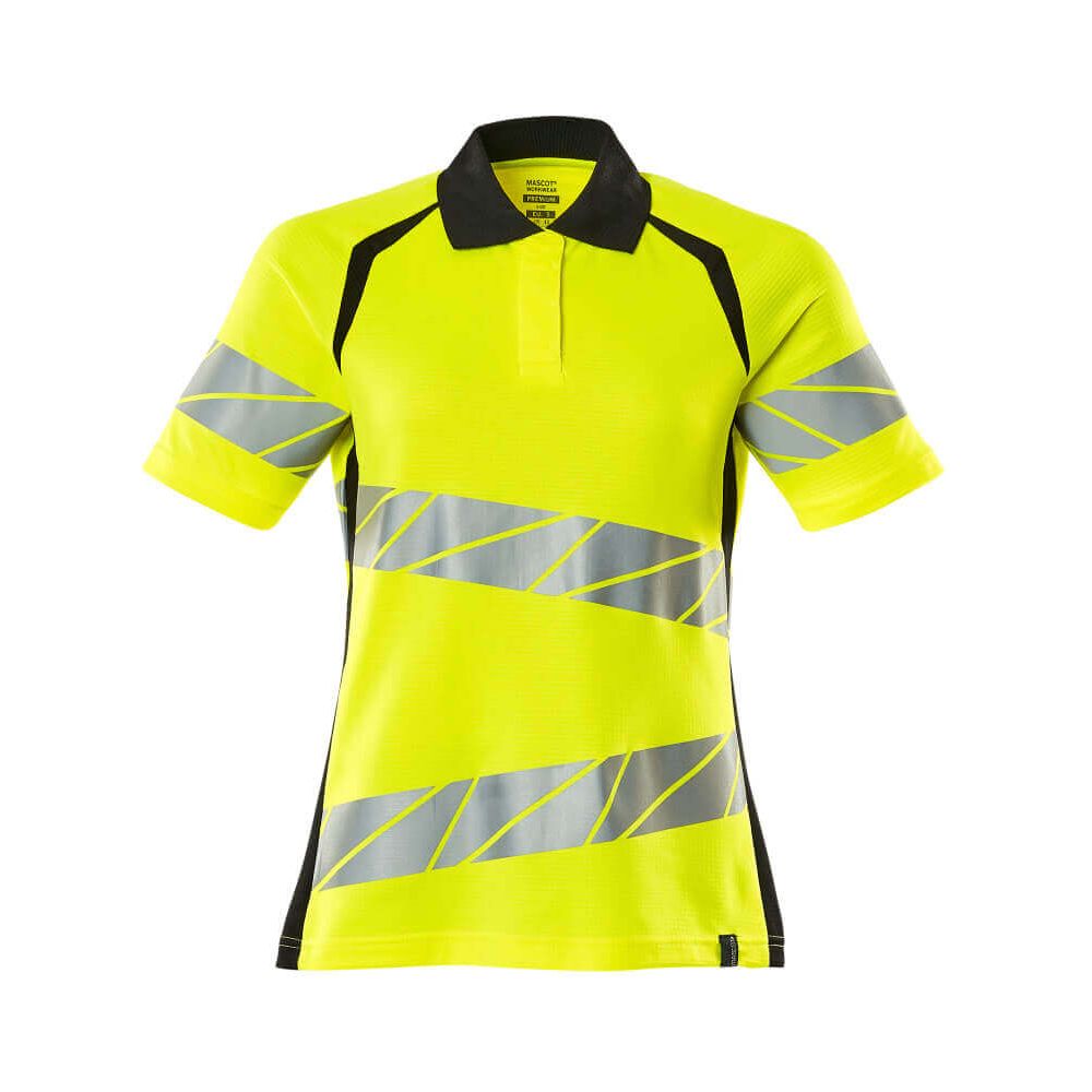 Mascot Hi-Vis Polo shirt 19093-771 Front #colour_hi-vis-yellow-black