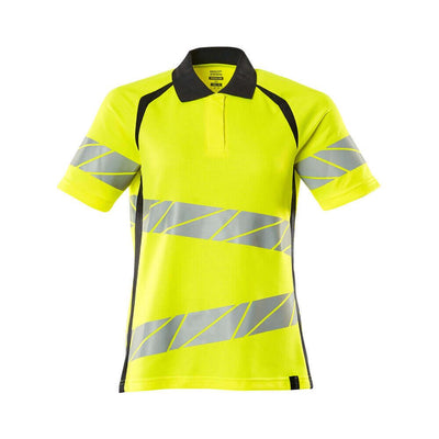 Mascot Hi-Vis Polo shirt 19093-771 Front #colour_hi-vis-yellow-dark-navy-blue