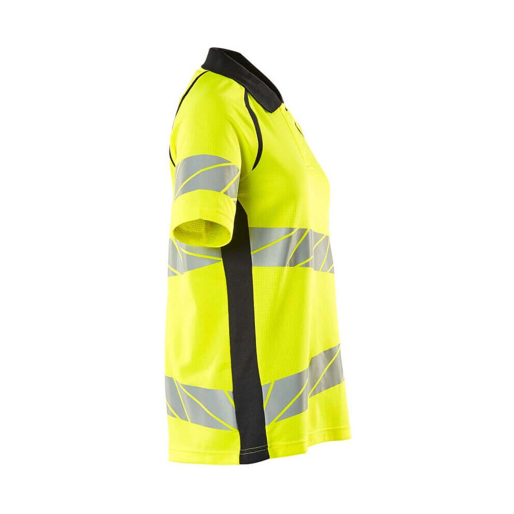 Mascot Hi-Vis Polo shirt 19093-771 Left #colour_hi-vis-yellow-dark-navy-blue