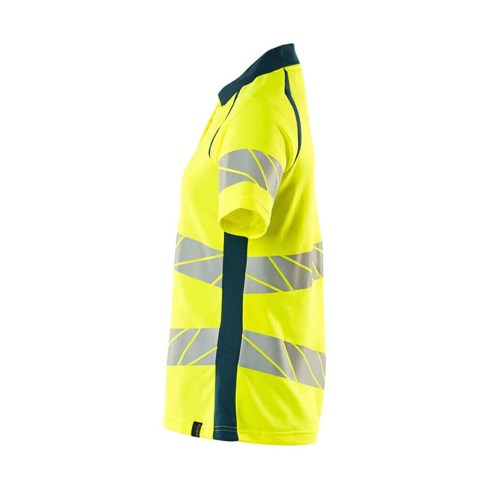 Mascot Hi-Vis Polo shirt 19093-771 Right #colour_hi-vis-yellow-dark-petroleum