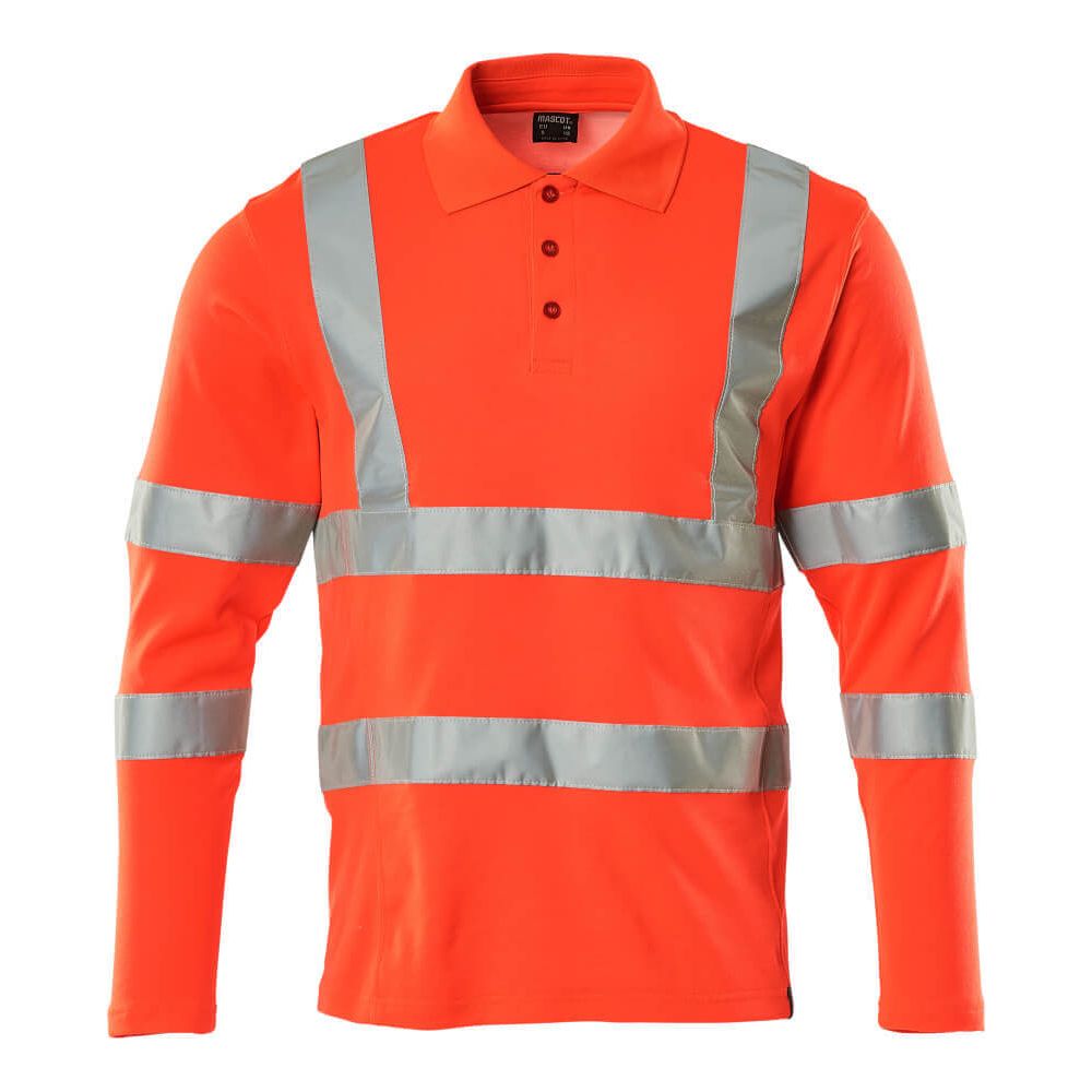 Mascot Hi Vis Polo Shirt Long-Sleeved 18283-995 Front #colour_hi-vis-red