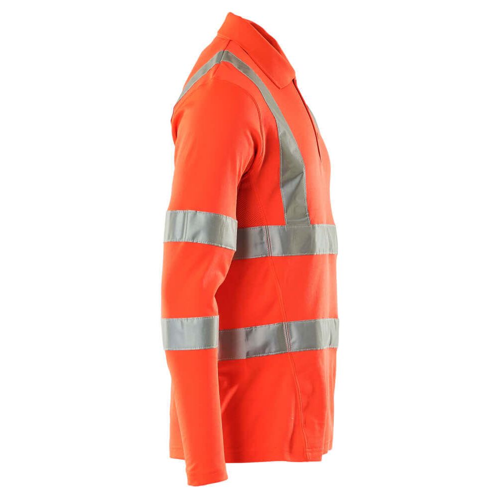 Mascot Hi Vis Polo Shirt Long-Sleeved 18283-995 Left #colour_hi-vis-red