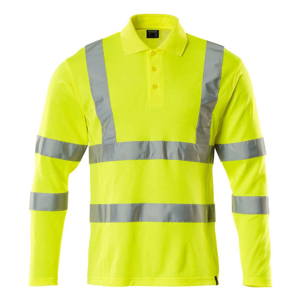 Mascot Hi Vis Polo Shirt Long-Sleeved 18283-995 Front #colour_hi-vis-yellow