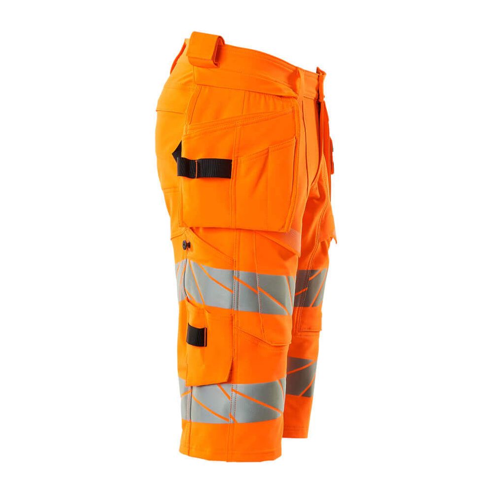 Mascot Hi-Vis Shorts 4-way-stretch & holster pockets 19349-711 Left #colour_hi-vis-orange